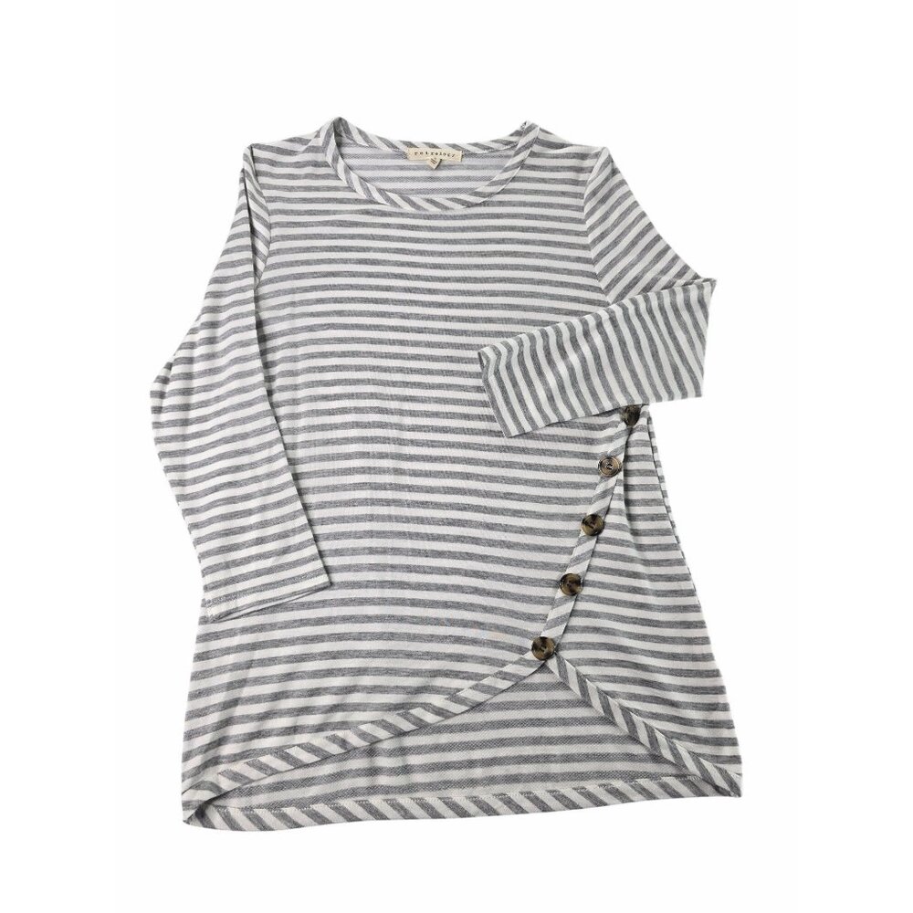 Retrology Gray/White top with Button Detailing Size S